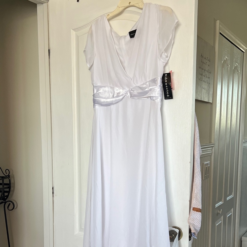 Connected Apparel Elegant White Midi Dress